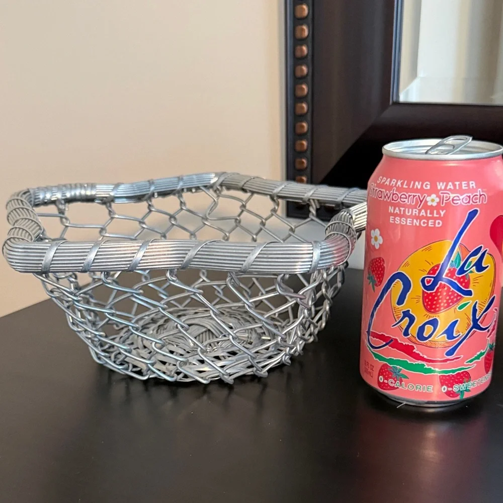 Woven Metal Decorative Basket - Silver